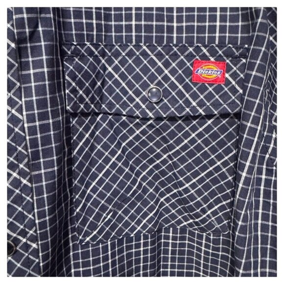 nwt Dickies‎ Blue Plaid Short Sleeve Button Up Shirt Size L - Picture 2 of 6
